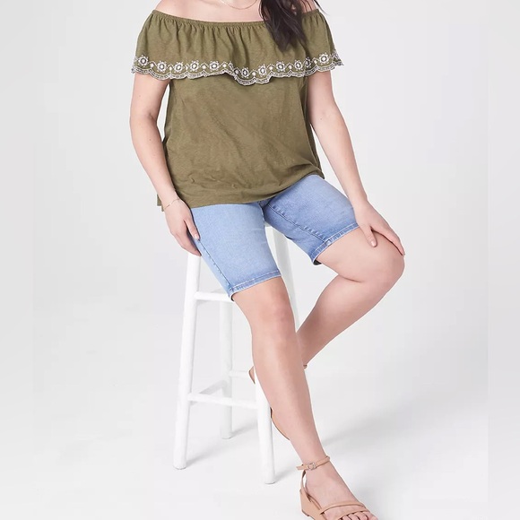 Lane Bryant- Swing Off-The-Shoulder Embroidered Top - Picture 3 of 7